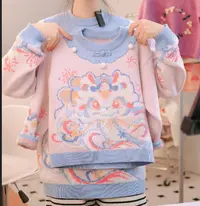 女童毛衣加厚款儿童中国风长袖毛衣针织衫加厚韩版宽松