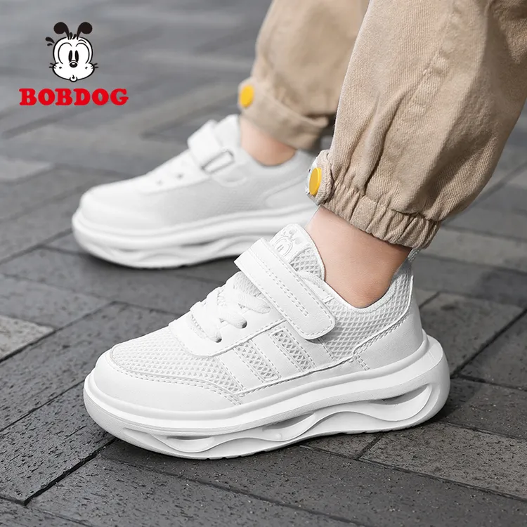 巴布豆儿童鞋子春秋款女童白色运动鞋小白鞋男童2025新款网面透气