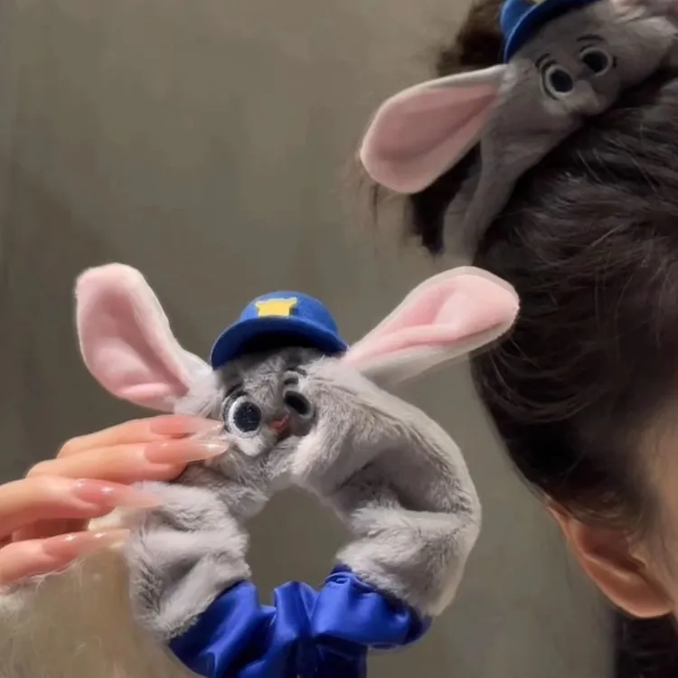 疯狂动物城发饰朱迪兔子警官帽子发夹刘海夹鸭嘴夹毛绒兔耳朵发圈