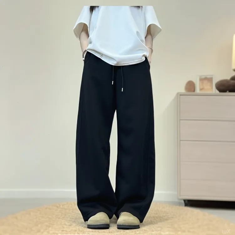 特大码300斤黑色卫裤秋季简约时尚百搭休闲长裤男女可穿直筒卫裤