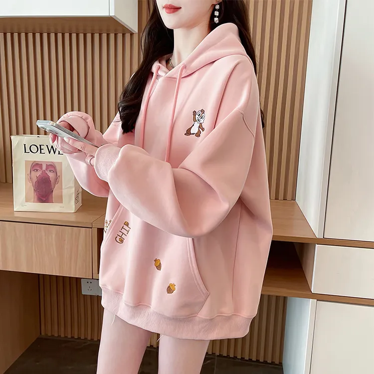 连帽卫衣女2025新款春秋韩版宽松大码女装中长款薄款百搭学生外套