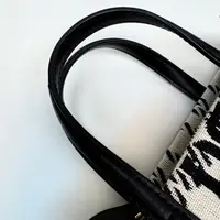 58435 韩版DK，牛皮+织物小号托特包单肩斜挎包，尺寸：20×17cm