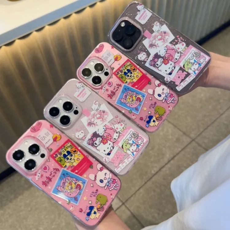 奥菲顿三丽鸥拓麻歌子适用iPhone16/15pro透明闪粉苹果14手机壳12
