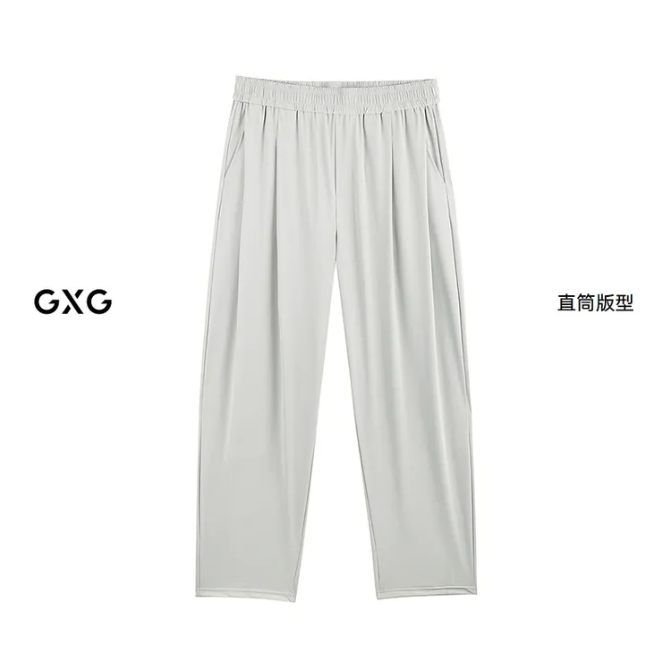 【凉感】26夏季新品GXG男装垂坠感松紧腰系绳舒适长裤#G26D022102