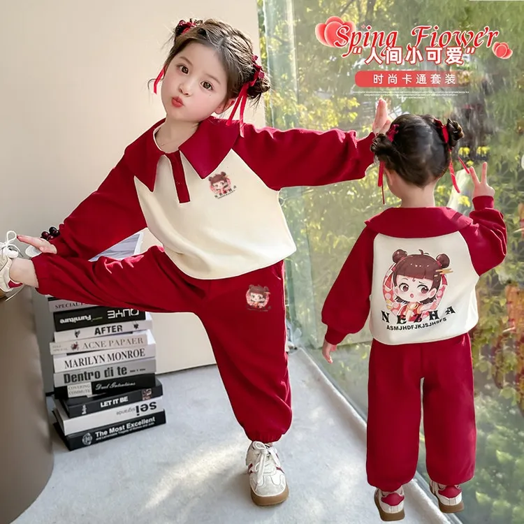 女童哪吒休闲套装2025新款儿童春秋装国潮洋气宝宝春季运动两件套