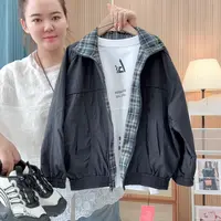 儿童秋季新款两面穿格子外套时尚休闲韩版秋款春款