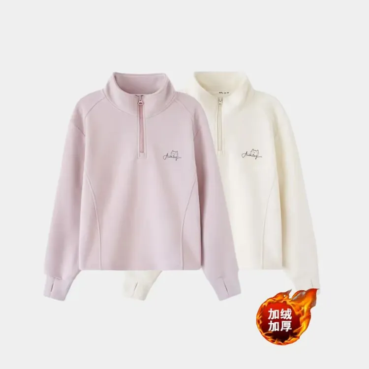 女童秋冬德绒卫衣新款中大童加绒加厚女宝宝半高领时尚休闲上衣潮