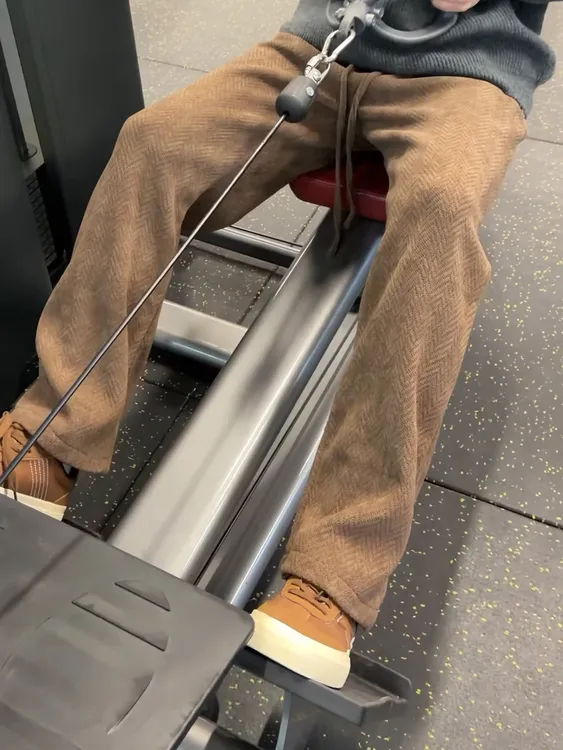 大码300斤麦穗纹美式裤子男士秋冬加绒直筒卫裤健身运动休闲长裤2