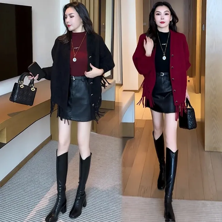 小个子毛衣外套保暖毛针织衫洋气质厚款短款显瘦百搭开衫60399