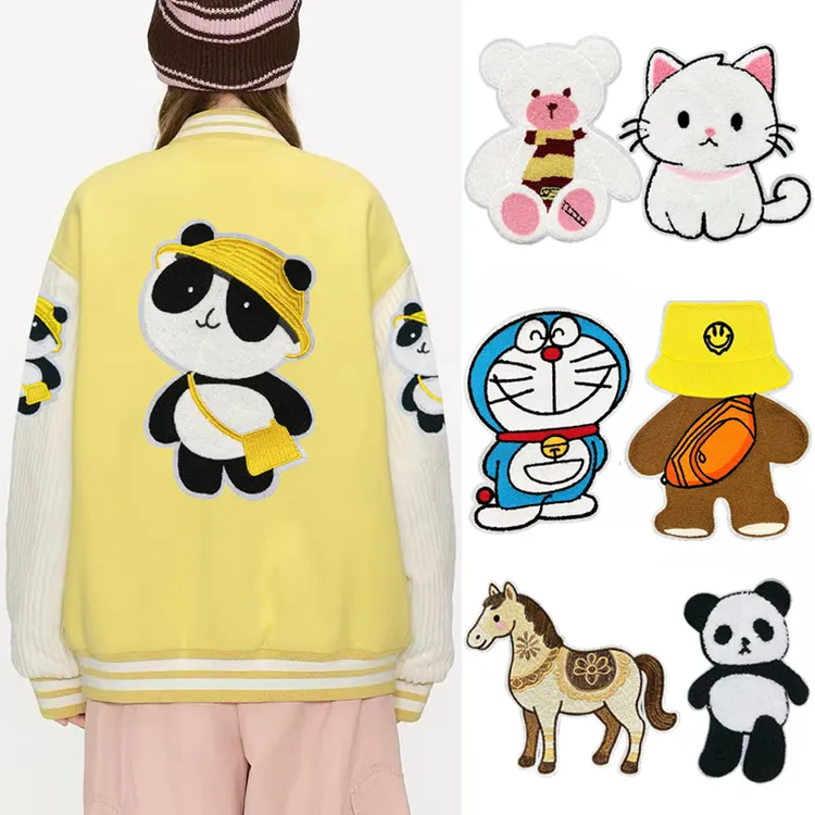 小熊图案布贴熊猫刺绣补丁贴毛衣羽绒服衣服装饰修补破洞大面积