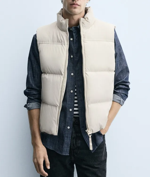 原0029/440西班牙时尚情侣款小领米白色棉马甲 棉背心 夹棉马夹