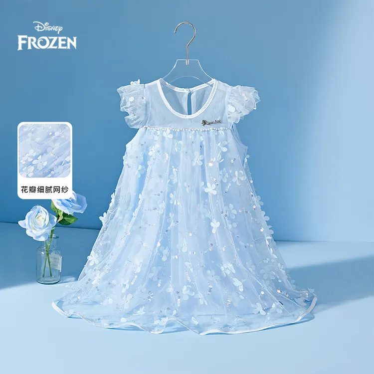 Disney/迪士尼中国风夏季连衣裙夏装夏款裙子女童童装蓝色