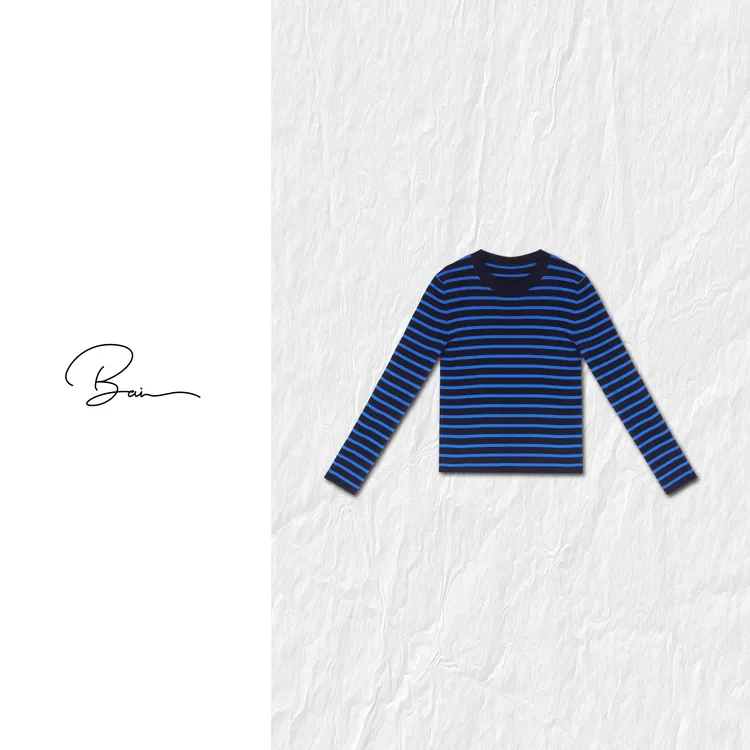 TXB 100羊毛撞色条纹舒适亲肤圆领套头针织衫XB-7810