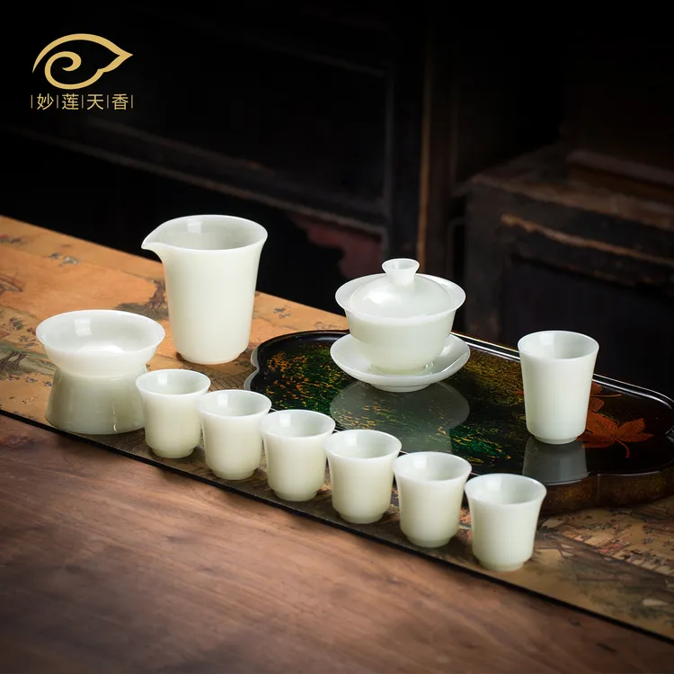 妙莲天香2025新款冰种玉瓷茶具套装轻奢高档陶瓷功夫茶具家用送礼