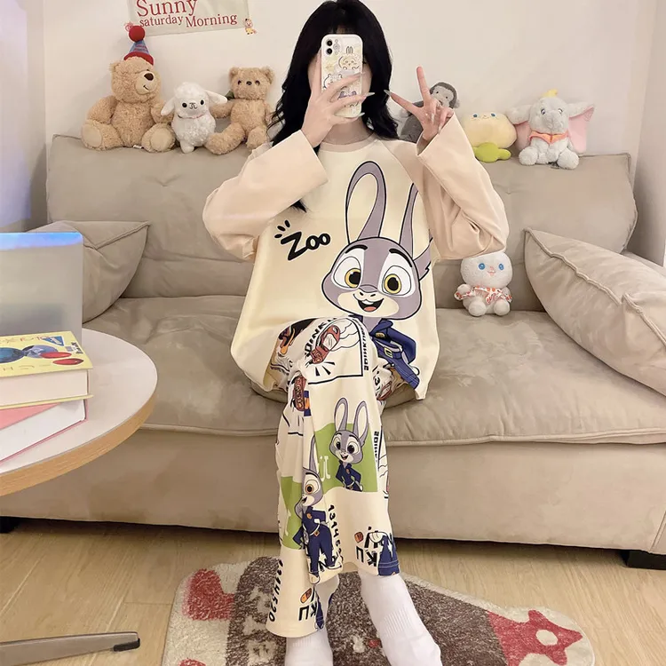 女童睡衣春秋款2025新款儿童秋季纯棉家居服大童女孩长袖全棉套装