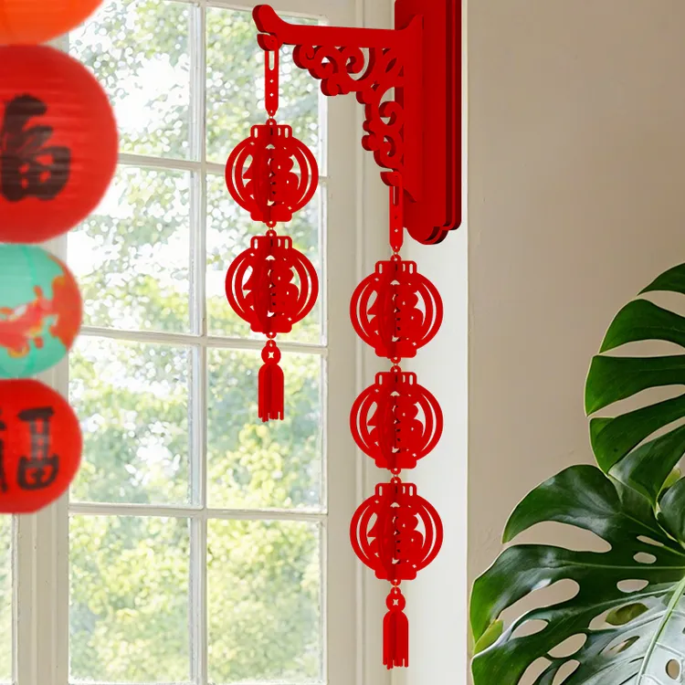 2026新年装饰立体福字灯笼串串挂件春节五福临门客厅房门马年氛围