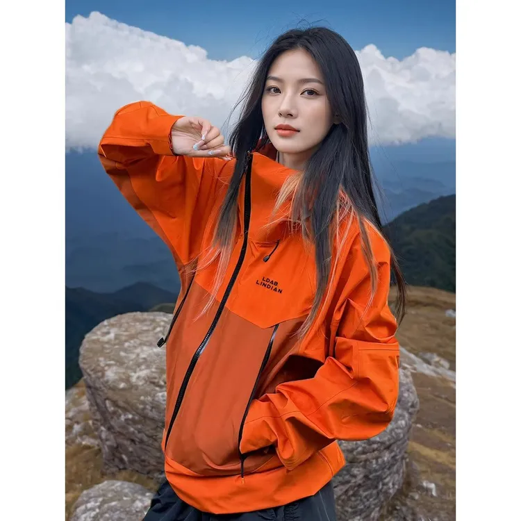 德国橙色冲锋衣女款外套2025春秋款户外运动三合一防风防水登山服