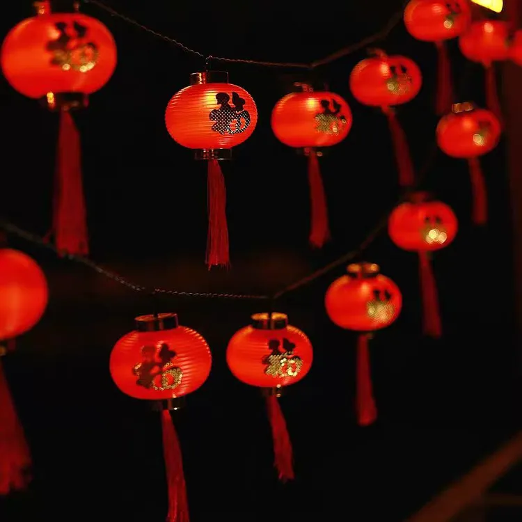 太阳能灯笼串户外防水新年庭院装挂饰迷你花园结婚喜喜庆小红灯笼