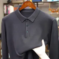 纯色休闲男装POLO领翻领体恤衫秋冬款商务男士针织衫套头衫长袖