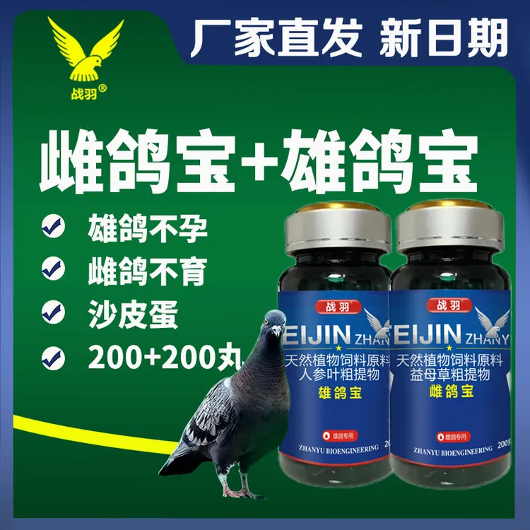 战羽雌鸽宝雄鸽宝 公鸽不旺 雌鸽不下蛋 软蛋沙壳蛋 老龄种鸽保养