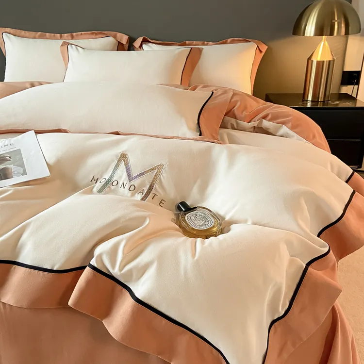 高级感亲肤刺绣四件套主卧四季通用款家用床上用品床单被套4件套