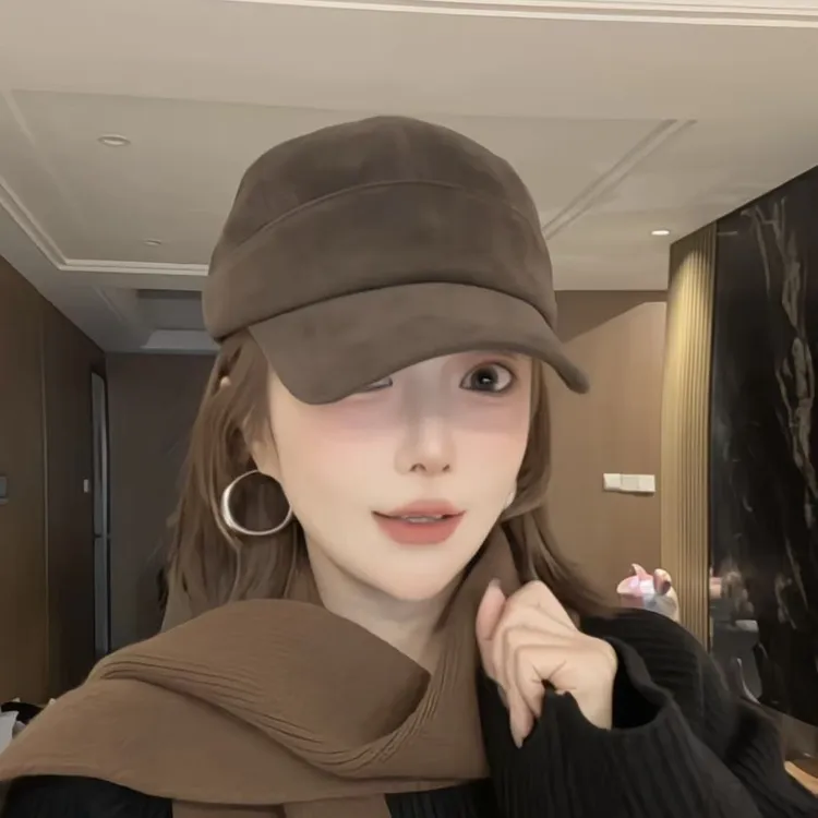 巧克力时尚磨砂皮棒球马术帽25秋冬复古鸭舌帽韩风百搭显脸小帽子