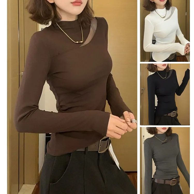 加厚加绒半高领新款保暖打底衫女款爆款2025新款秋冬长袖长款t恤