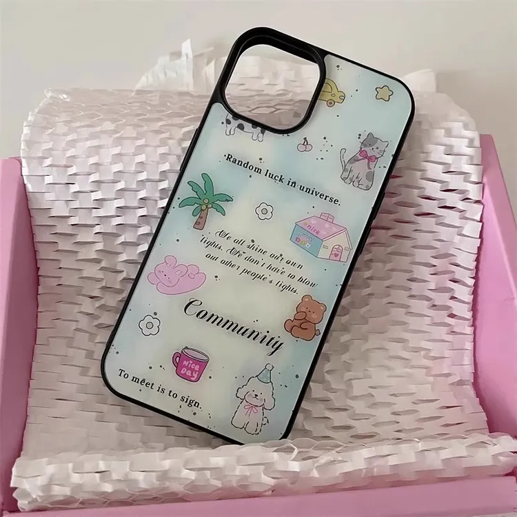手绘插画椰树猫咪兔适用苹果16手机壳iphone15promax14/13/12/11