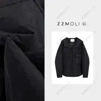 ZZMOLI韩系“暖棉被”轻薄夹棉衬衫女款大口袋慵懒连帽衬衣ZBY36693