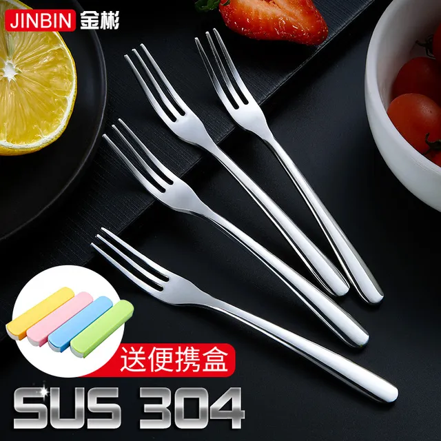 金彬水果叉套装创意可爱304不锈钢家用水果签欧式蛋糕网红小叉子