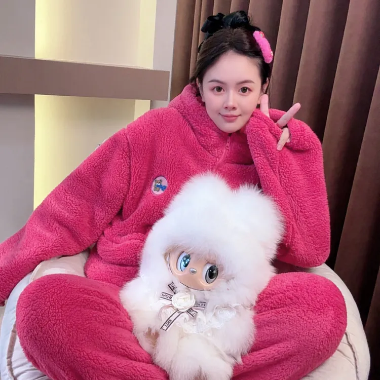 【加绒加厚】摇粒绒冬季保暖锁温睡衣可外穿姐妹同款连帽家居服