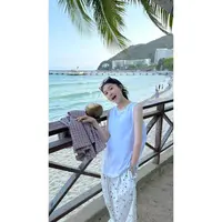 “清仓款”白色坎袖运动老头衫背心女夏季宽松内搭无袖t恤上衣057