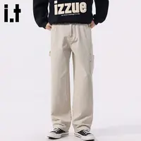 it.izzue潮牌直筒工装裤男士秋冬新款宽松阔腿百搭美式休闲牛仔裤