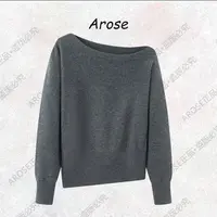 【AR0SE•正品】2025秋季斜肩毛衣一字领休闲风毛针织衫套头百搭4127