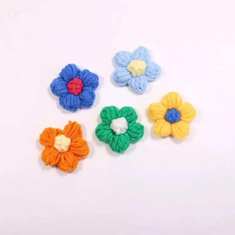 手工毛线泡芙小花胸针发夹材料头绳装饰品服装辅料