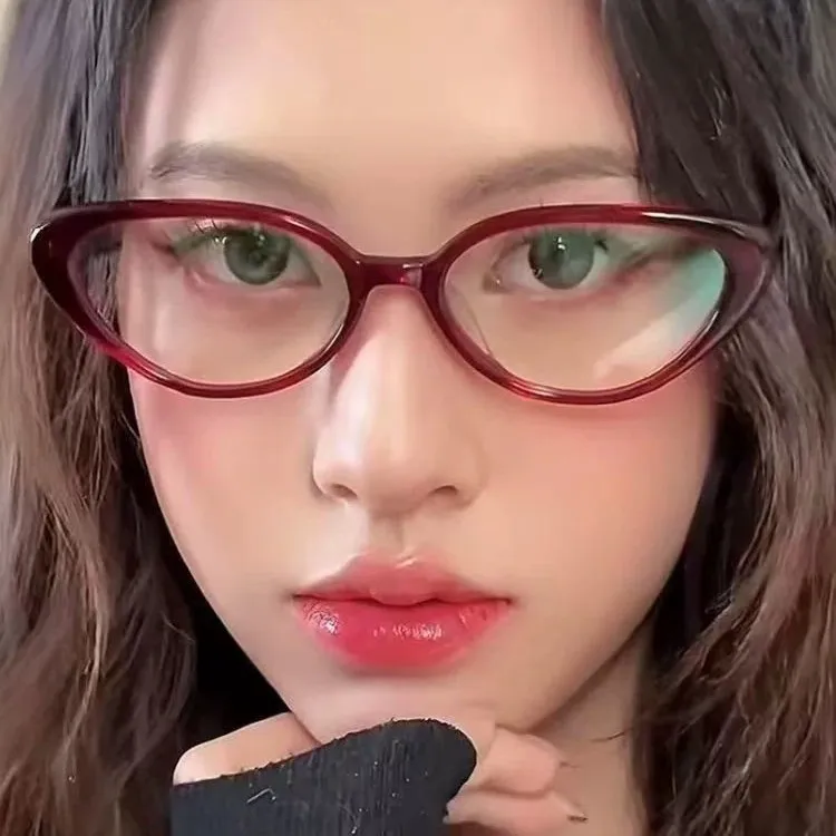 2025新款猫眼时尚眼镜女复古美式红色超轻镜框可配近视防蓝光眼镜