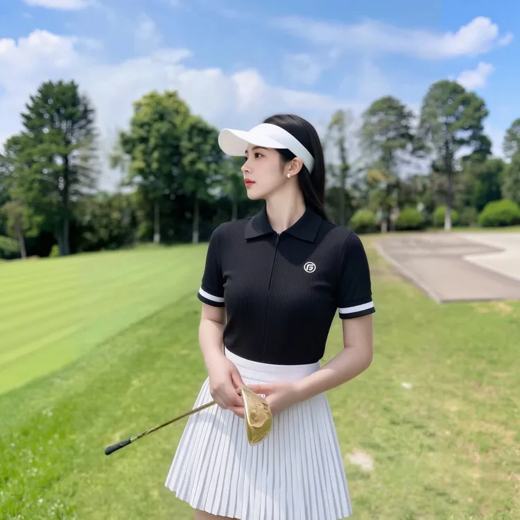 高尔夫服装夏季女士POLO衫舒适弹力翻领显瘦上衣运动防走光裙子女