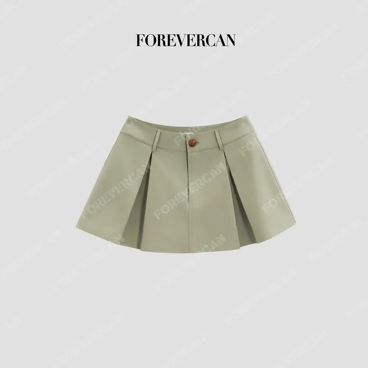 FOREVERCAN“旷野画卷”经典简约百搭双褶半身裙短裙WD23886