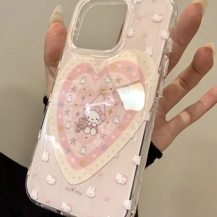 ins爱心粉kitty猫适用16Promax手机壳15保护套14小众13大孔12防摔