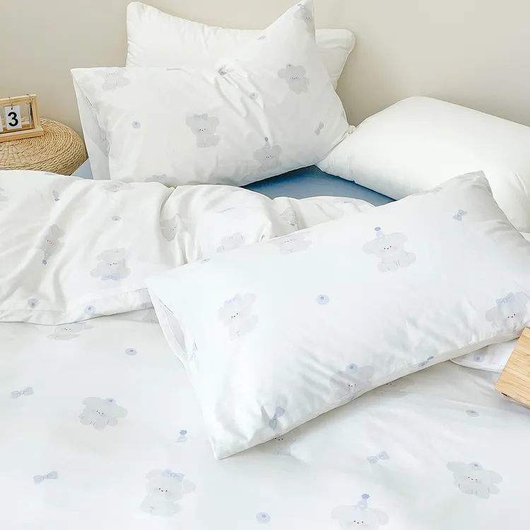 蓝莓小狗 小众原创奶盐蓝狗狗100棉四件套床单床笠韩系简约床品