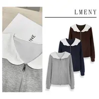 LMENY“巧领小衫”轻甜减龄~空气层撞色娃娃领花边拉链小衫25CC031