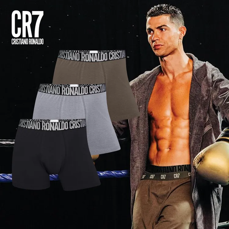 CR7内衣男士3条装循环提花高弹力腰带防夹臀轻薄透气平角内裤709