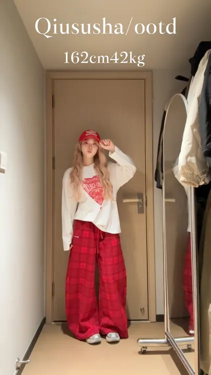 美式复古高级感爱心字母印花长袖睡衣春秋新款休闲格纹长裤两件套