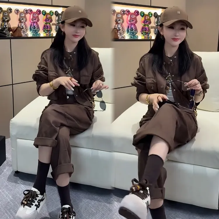 2025秋季新款时尚显瘦气质网红高档洋气女高级百搭宽松大码两件套