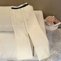 XUEXUE丨人丝小香高腰字母刺绣拼色绑带长裤GD25-CK537