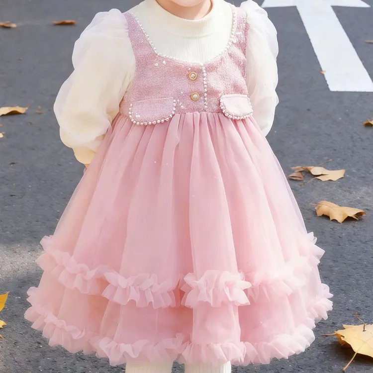 1536蓬蓬裙新款秋季长袖小香风连衣裙秋装中小童洋气表演服女宝