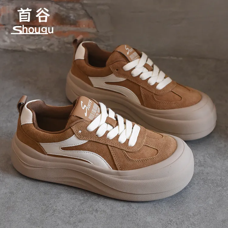 shougu/首谷2025冬季新款厚底轻便大头面包鞋女运动百搭休闲板鞋