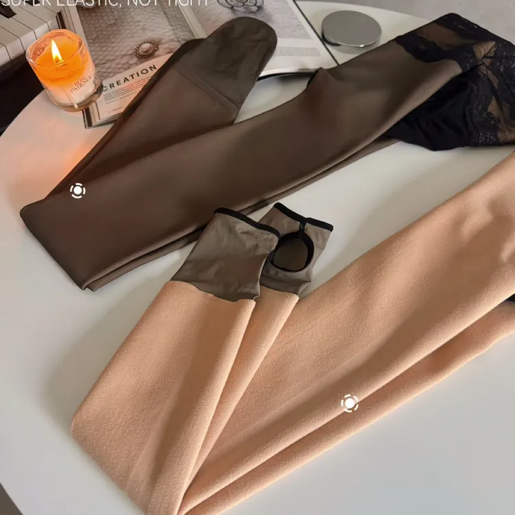 妖精可可蕾丝水光袜 超逼真光腿透透袜水光肌高腰收腹提臀黑丝