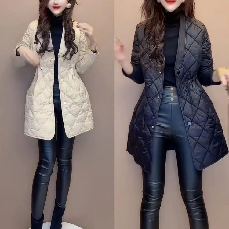 厚款棉衣中长款标准纯色棉服宽松型显瘦长袖