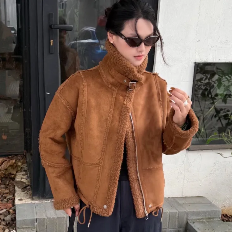 【罗罗严选】5620冬季皮毛一体外套加绒